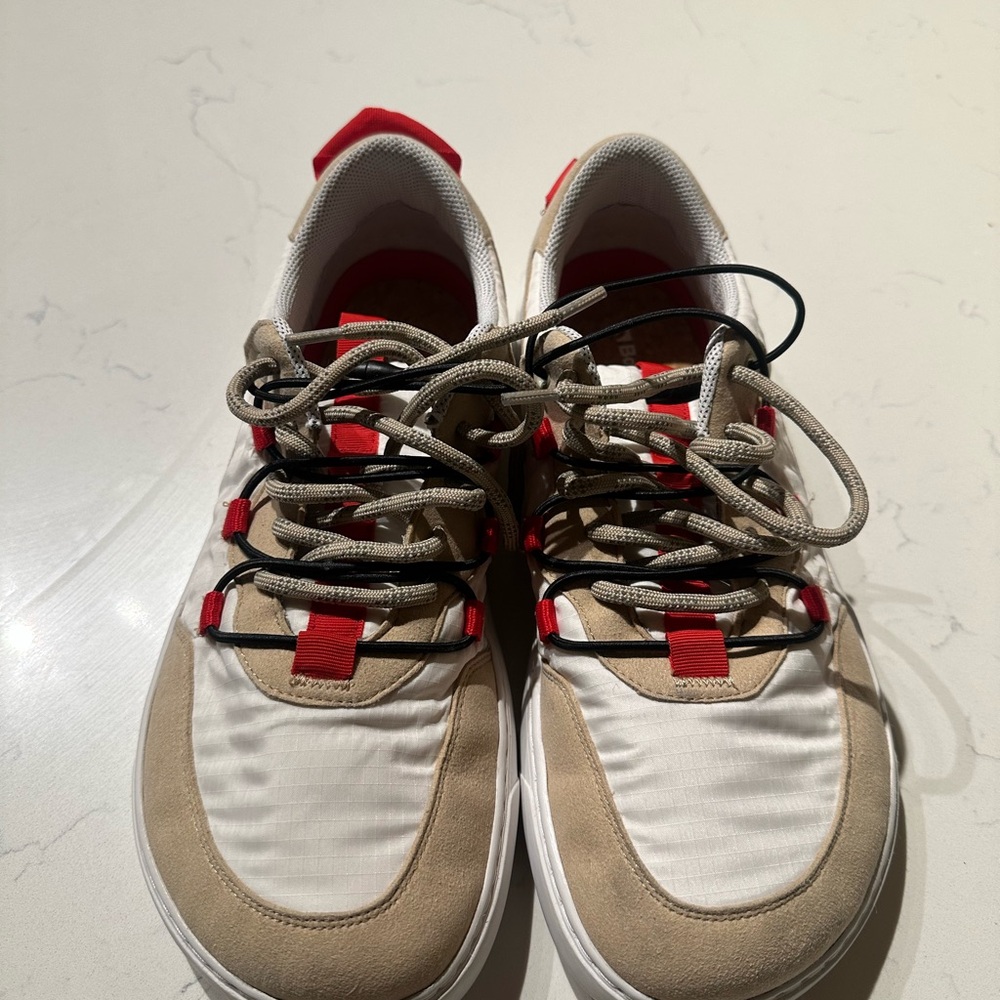 Men's Beige and Red Sneakers